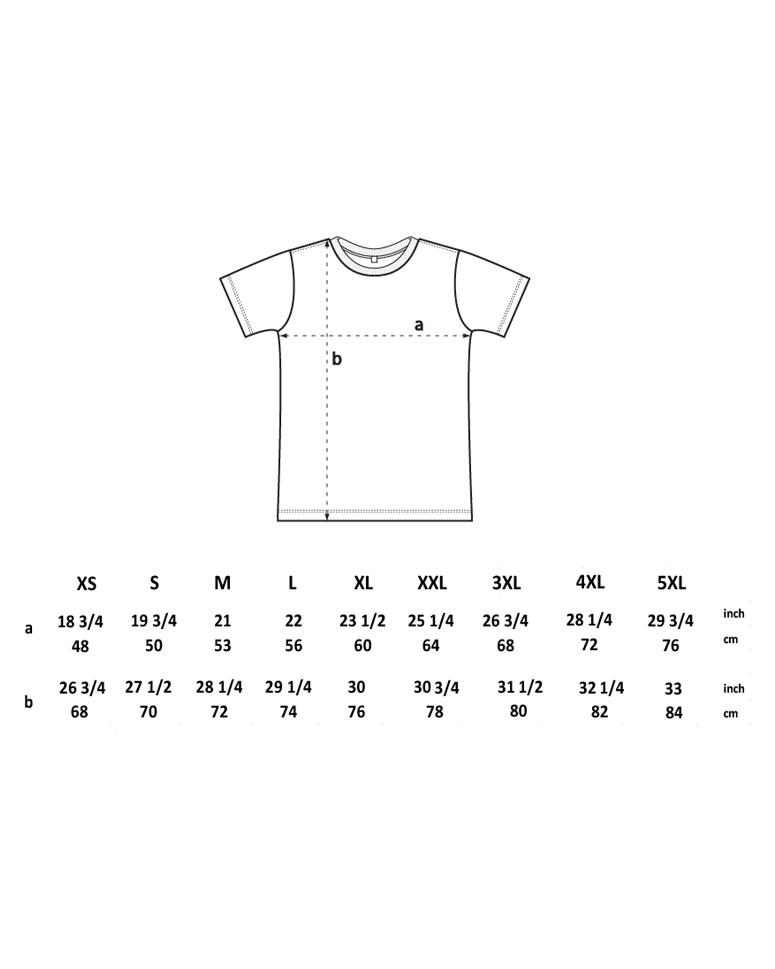 Valley Hops Brewing Earth T-Shirt Size Chart